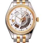 Swiss Patek Philippe Calatrava Openworked Stainless Steel Case Gold Bezel Two Tone Bracelet