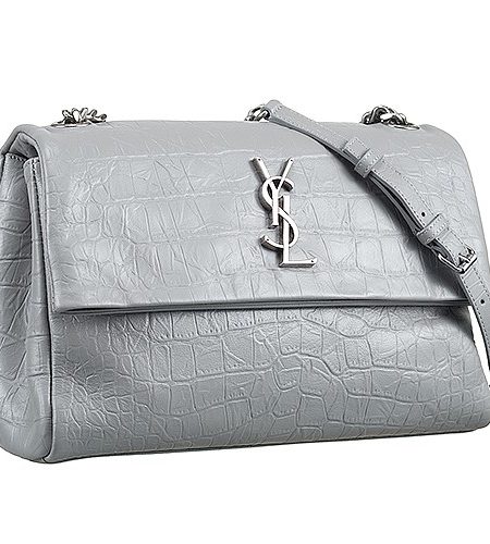 Saint Laurent West Hollywood Grey Crocodile Leather Bag 18927390