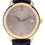 Piaget Swiss Traditional Grey Dial Black Leather Strap 7622