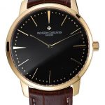 Swiss Vacheron Constantin Patrimony Grand Taille Black Dial Gold Case Brown Leather Bracelet  1454178