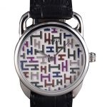 Hermes Classic Croco Leather Strap Multicolor Patterned Logo Dial 801407