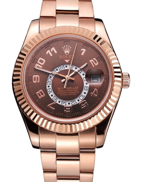 Rolex Sky Dweller Brown Dial Rose Gold Case Ad Bracelet