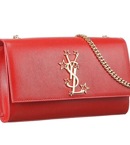 Saint Laurent Metallic Stars Logo Chain Shoulder Red Bag  18927400