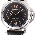 Panerai Luminor Marina 8 Days Black Dial Stainless Steel Case Black Leather Strap