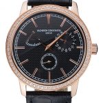 Vacheron Constantin Patrimony Power Reserve Black Dial Gold Diamond Case Black Leather Bracelet  1454269