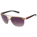Prada Sporty Square Gold Frame Linea Rossa Logo Sunglasses 308311