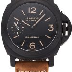 Swiss Panerai Luminor Marina Black Dial Black Case Brown Leather Strap