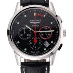 Longines Column Wheel Black Dial Silver Stainless Steel Case Black Leather Strap