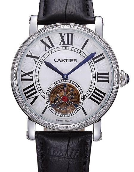 Cartier Rotonde Flying Tourbillon Diamonds White Dial 621954