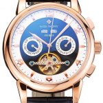 Patek Philippe Perpetual Calendar Tourbillon Black And White Dial Rose Gold Case Black Leather Strap