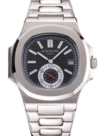 Patek Philippe Nautilus Black Dial Stainless Steel Case And Bracelet