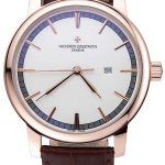 Vacheron Constantin Patrimony Contemporary Gold Case White Dial Brown Leather Strap 622307