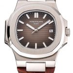 Patek Philippe Nautilus Brown Dial Brushed Stainless Steel Case Brown Leather Strap