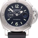 Panerai Luminor Brushed Stainless Steel Case Black Dial Black Rubber Strap 98165