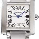 Swiss Cartier Tank Francaise Steel Case White Dial Roman Numerals Stainless Steel Bracelet  622649