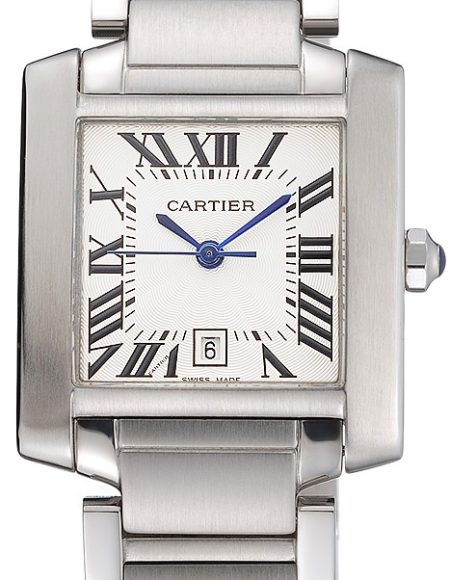 Swiss Cartier Tank Francaise Steel Case White Dial Roman Numerals Stainless Steel Bracelet  622649