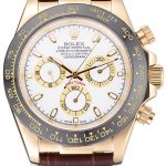 Rolex Cosmograph Daytona Gold Case White Dial Brown Leather Bracelet   622633