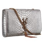 Saint Laurent Kate Monogram Tassel Python Leather Gold Hardware Silver Medium Bag 18926854