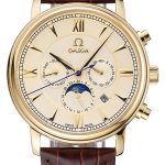 Omega De Ville Moonphase Gold Dial And Case Brown Leather Bracelet  1454228