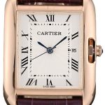 Cartier Tank Anglaise 30mm White Dial Gold Case Purple Leather Bracelet