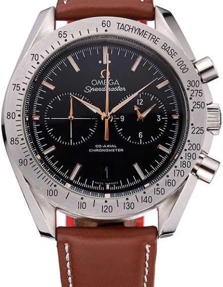Omega Speedmaster Black Dial Stainless Steel Case Brown Leather Strap  622806