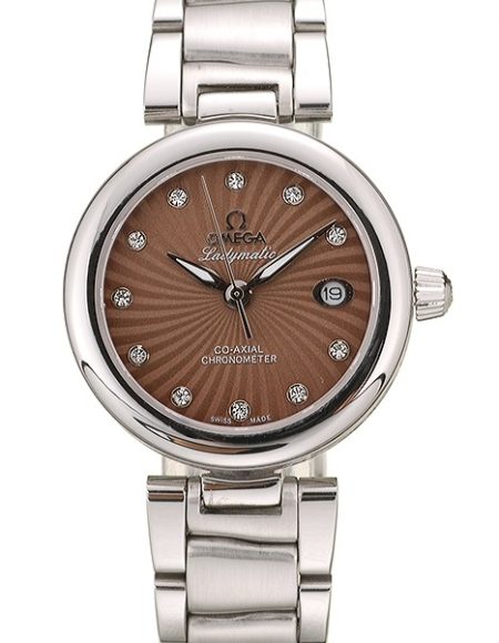 Omega DeVille Ladymatic Stainless Steel Strap Brown Dial