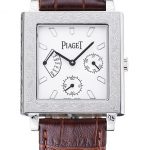 Piaget Emperador Limited Edition White Dial Engraved Silver Case Brown Leather Bracelet  1454138