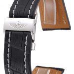 Breitling Black Leather White Stitching Bracelet  622482