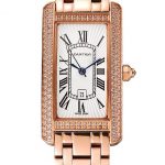 Cartier Tank Americaine White Dial Diamond Bezel Rose Gold Case And Bracelet 1453779