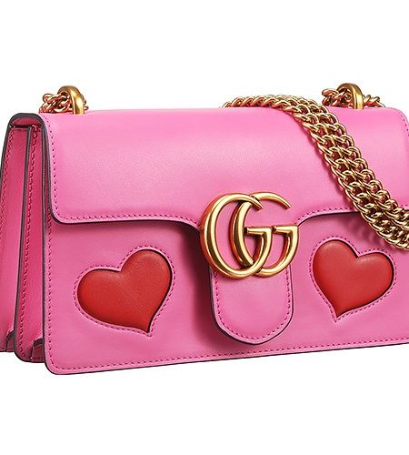 Gucci GG Marmont Chain Shoulder Strap Pink And Red Hearts Bag 18927193
