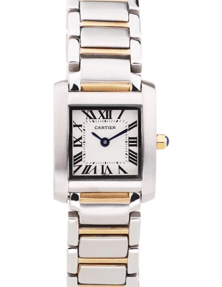 Cartier Tank Francaise 22mm White Dial Stainless Steel Case Two Tone Bracelet