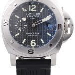 Panerai Luminor Brushed Stainless Steel Case Black Dial Black Rubber Strap 98163