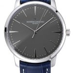 Swiss Vacheron Constantin Patrimony Grey Dial Silver Case Blue Leather Bracelet 1454159