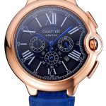 Cartier Ballon Bleu Blue Dial Gold Case Blue Leather Strap