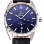 Omega Globemaster Blue Dial Stainless Steel Case Black Leather Strap