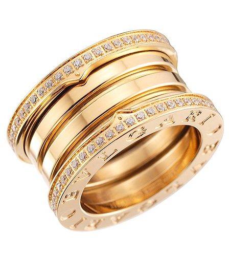 Bvlgari B.Zero1 4-Band Diamond Gold Ring 700569