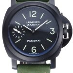 Panerai Luminor Marina Ion Plated Stainless Steel Bezel Green Leather Bracelet  622312