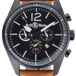 Bell and Ross BR126 Flyback Black Dial Black Case Brown Suede Leather Strap