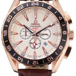 Omega Seamaster Aqua Terra Chrono GMT Ivory Dial Brown Leather Bracelet  622534