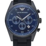 Emporio Armani Sportivo Chronograph Blue Dial Ion-plated Case Black Bracelet  622347