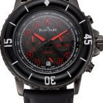 Blancpain Fifty Fathoms Speed Command Carbon Fiber Dial With Red Markings Black PVD Case Black Leather Strap 1453775