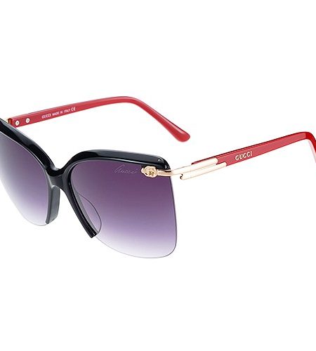 Gucci Half Black Frame Red Temples Sunglasses 308422