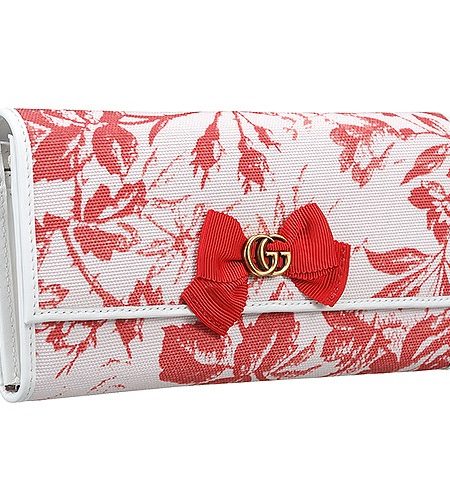 Gucci Red Flower Print Canvas Continental Wallet 18927229