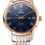 Omega De Ville Blue Dial Rose Gold Case Two Tone Bracelet 1453783