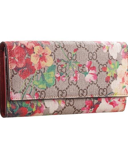 Gucci Red Blooms Supreme Canvas Wallet