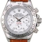Rolex Daytona Lady Stainless Steel Case White Dial Brown Leather Strap Tachymeter