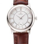 Omega De Ville Prestige Small Seconds Silver Dial Stainless Steel Case Brown Leather Strap