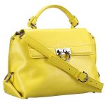Salvatore Ferragamo Pebbled Leather Sofia Medium Yellow 608264