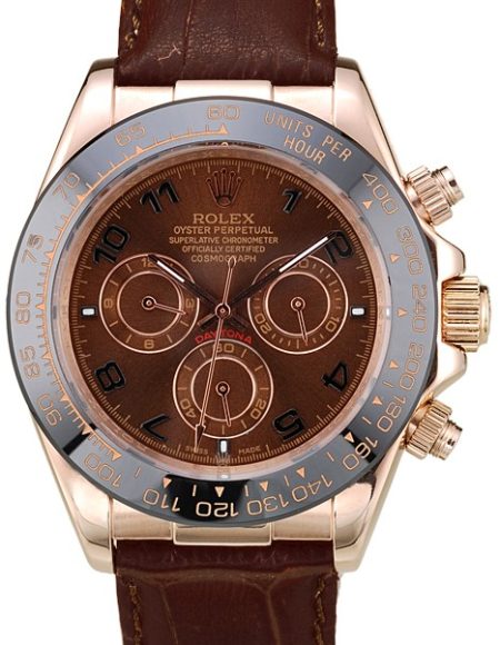Rolex Daytona Rose Gold Case Brown Dial Brown Leather Strap