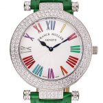 Franck Muller Double Mistery Ronde White Dial Stainless Steel Case Green Leather Strap
